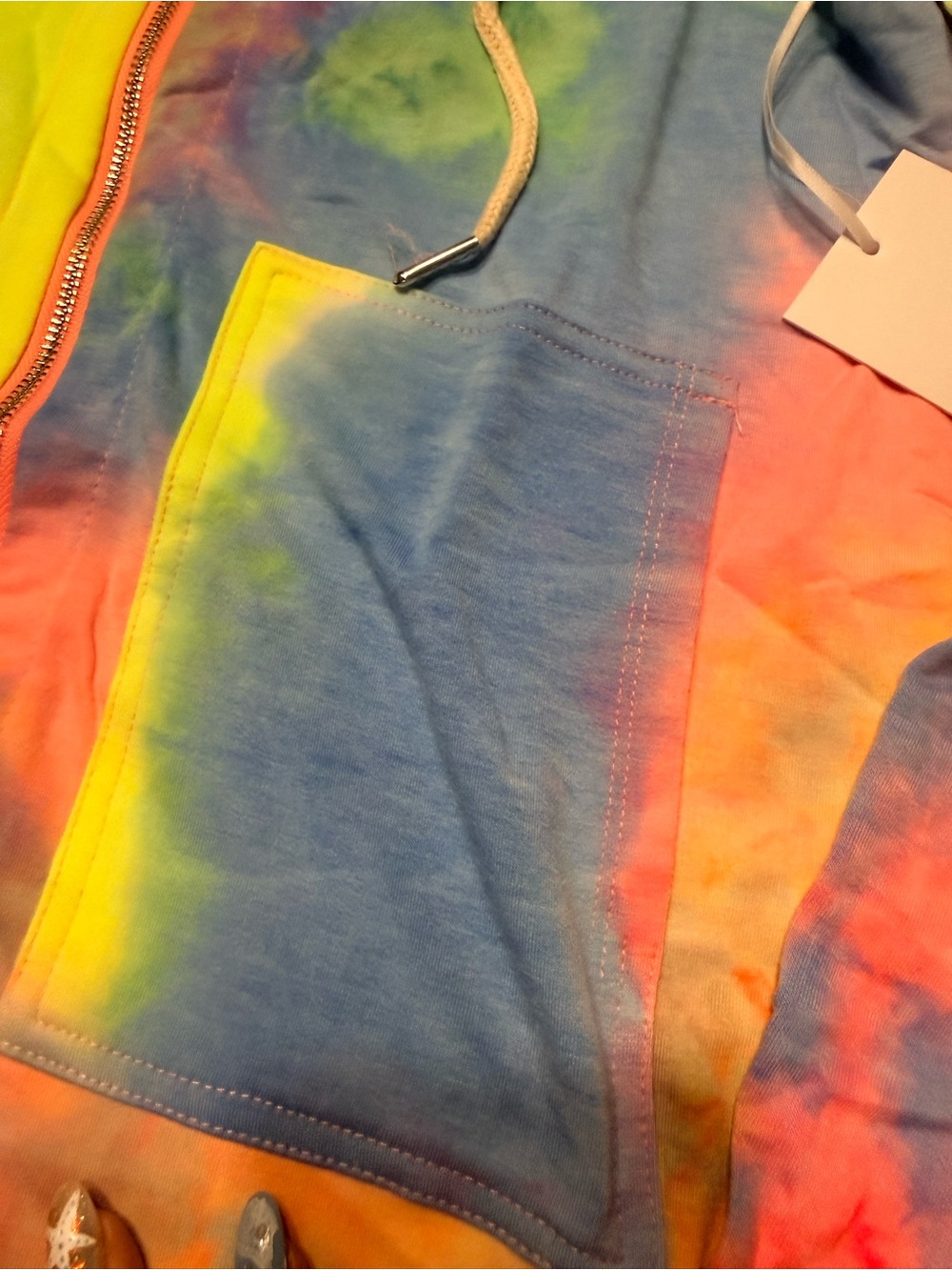 Rosevelvet Tie-Dye Zip Hoodie And Short Set- Pink, Yellow, Blue, Green - Picture 7 of 7